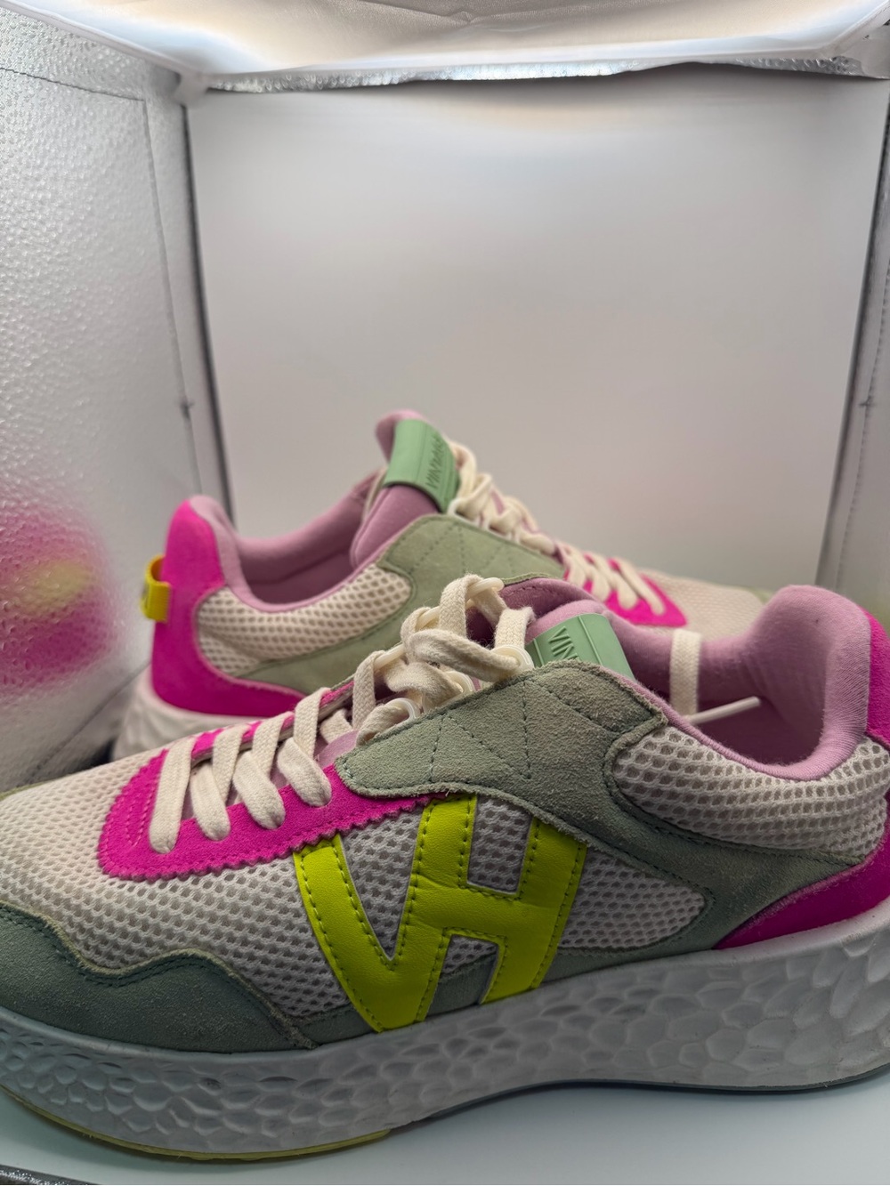 Vintage Havana Women's Multicolor Chunky Sneaker - Pink, Lime & Cream